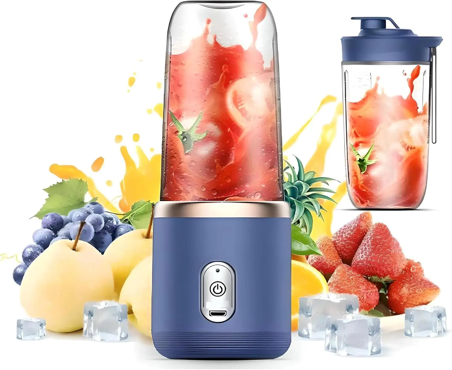 Portable Blender Electric Juicers Fruit Mixers USB Rechargeable Smoothie Mini Personal Juicer 6 Blades 3Gears With 1500 Mah Rechargeable Battery-Smoothie Blender