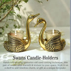 Good Luck Golden Swan Pair Home Decor Showpiece