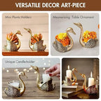 Good Luck Golden Swan Pair Home Decor Showpiece