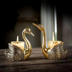 Good Luck Golden Swan Pair Home Decor Showpiece