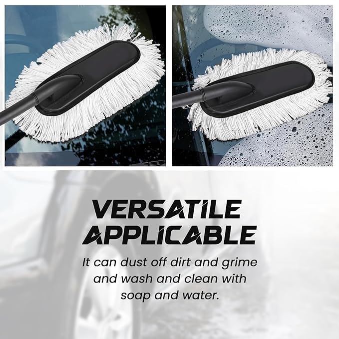 Car Duster | Ceramic Wax Infused | Scratch-Free Cleaning | Easy Grip Handle | Premium Car Cleaning Tool | Effortless Dust Removal for Car & Bike