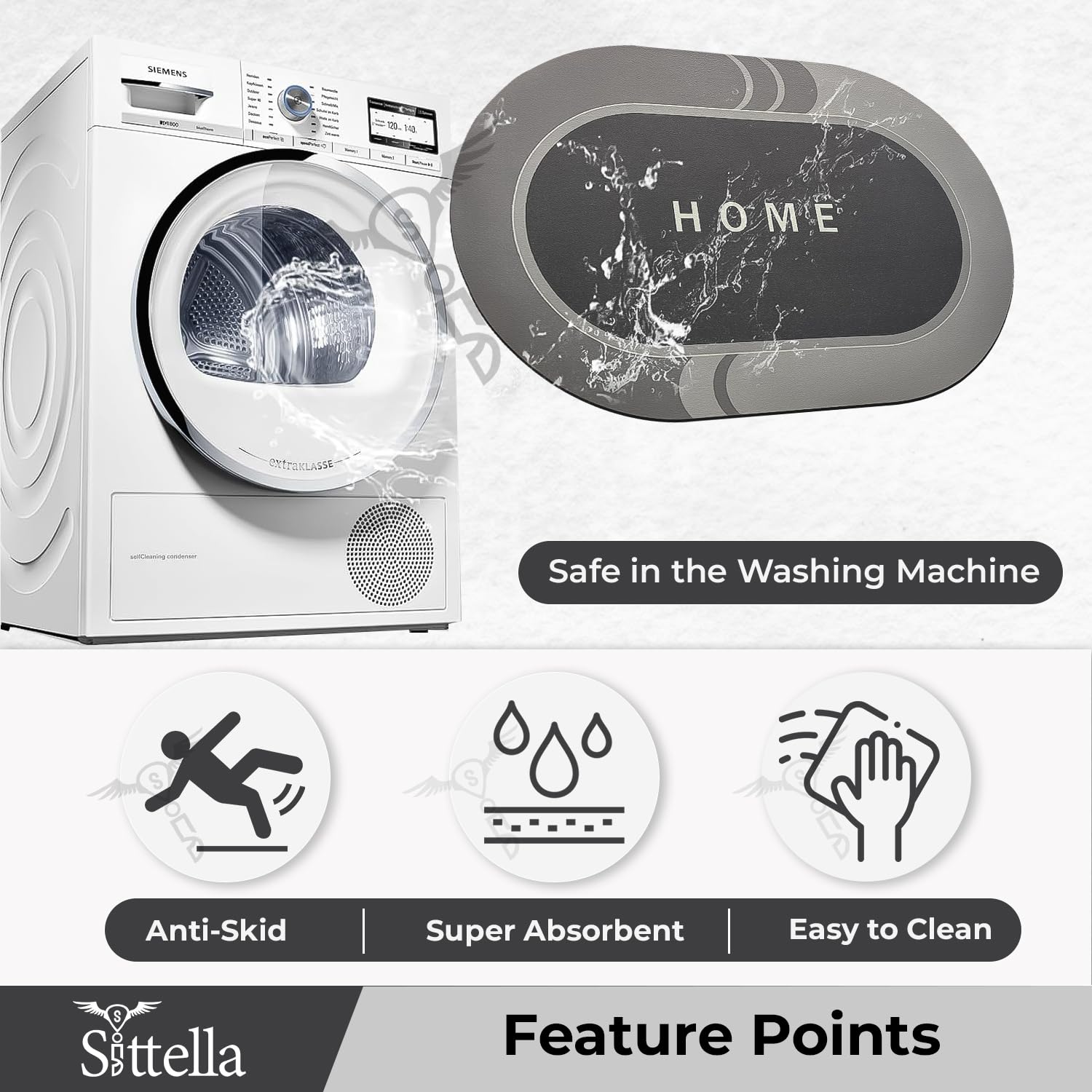 Anti-Skid Rubber Bathmat 4mm Water Absorbent Blue