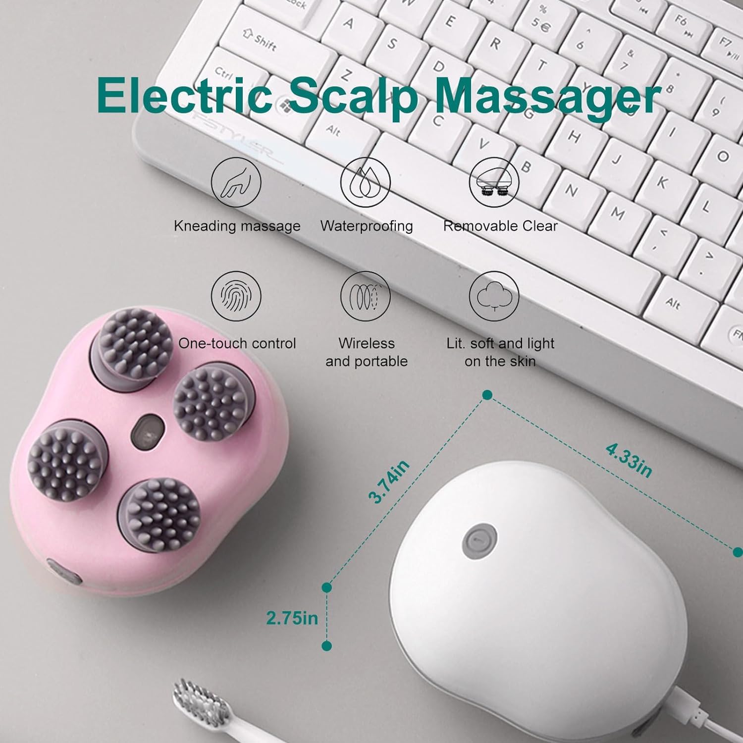 Electric Head Massager for Hair Growth with Detachable Head