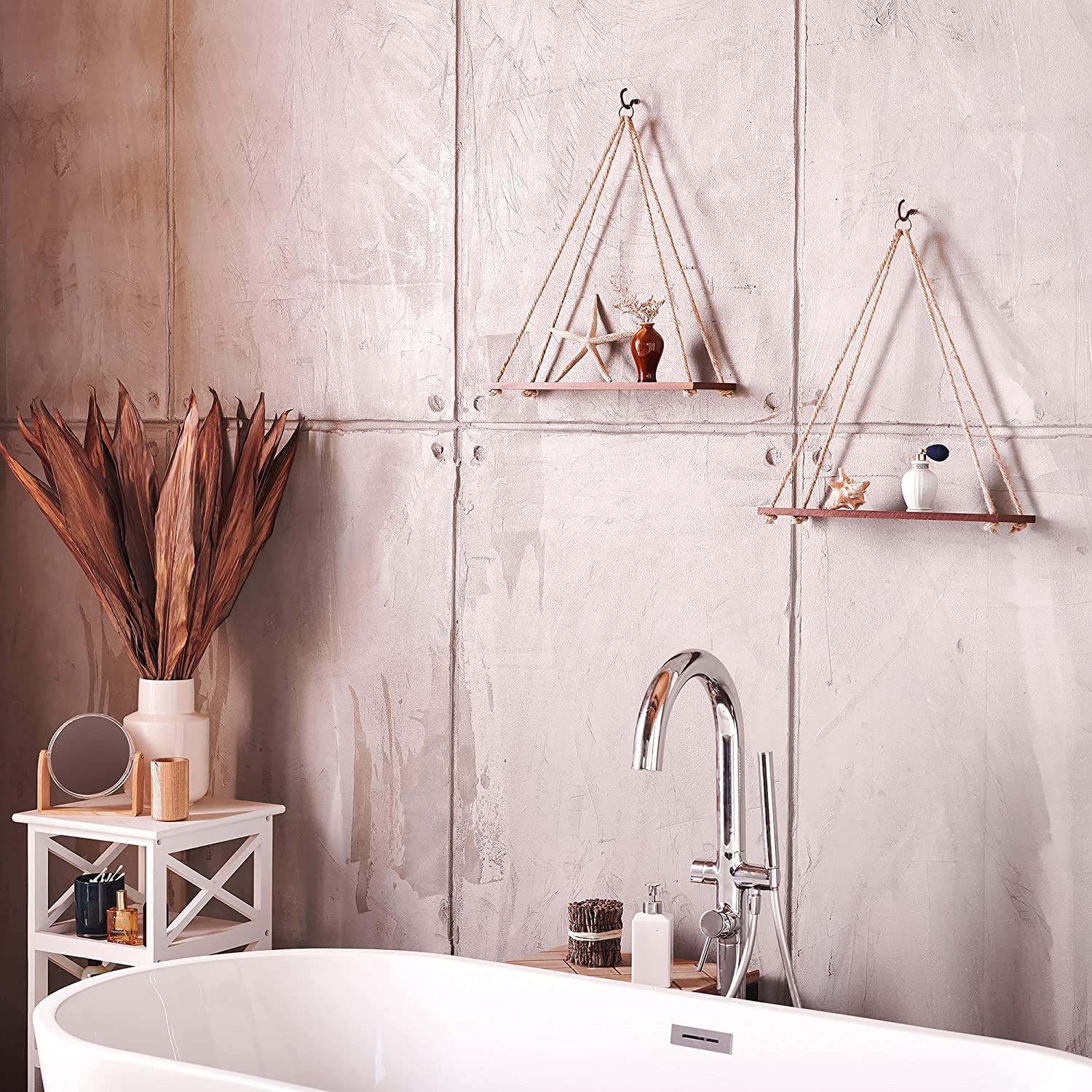 Premium Wooden Rope Hanging Shelf for Plants and Decor