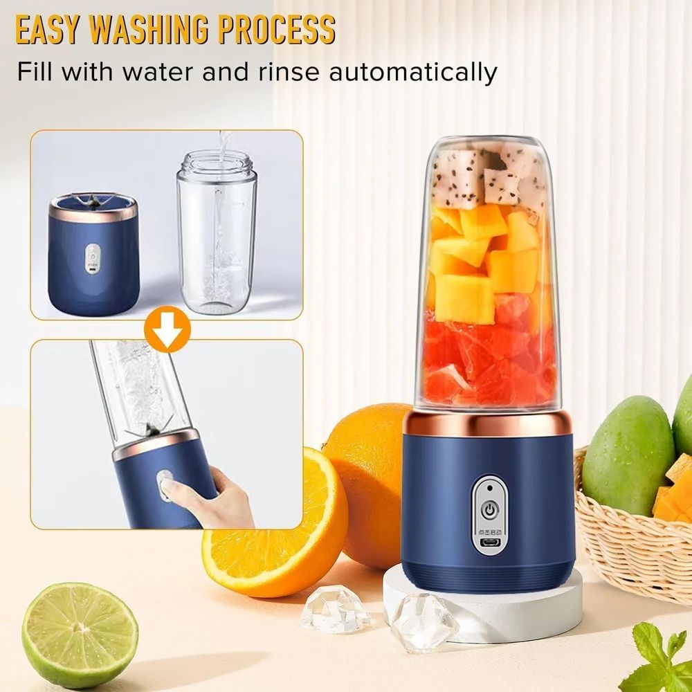 Portable Blender Electric Juicers Fruit Mixers USB Rechargeable Smoothie Mini Personal Juicer 6 Blades 3Gears With 1500 Mah Rechargeable Battery-Smoothie Blender